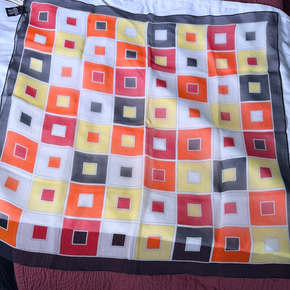 Casual Corner geometric print silk square scarf